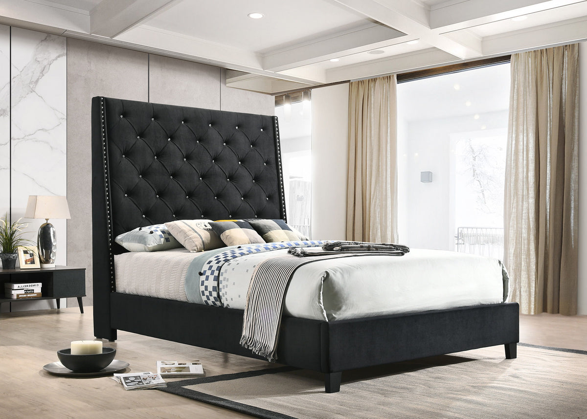 Chantilly - Upholstered Bed Black by Crown Mark | Bel Furniture
