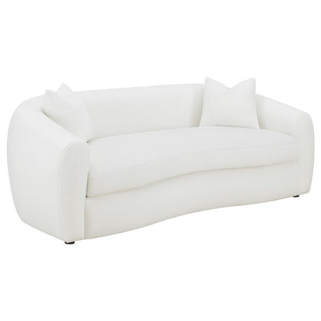 Isabella - Faux Sheepskin Upholstered Sofa Natural - Ivory by CoasterElevations | Bel Furniture