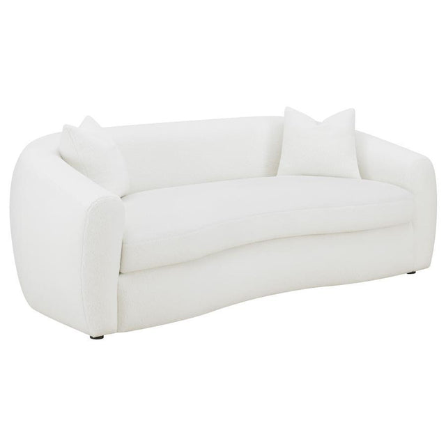 Isabella - Faux Sheepskin Upholstered Sofa Natural - Ivory by CoasterElevations | Bel Furniture