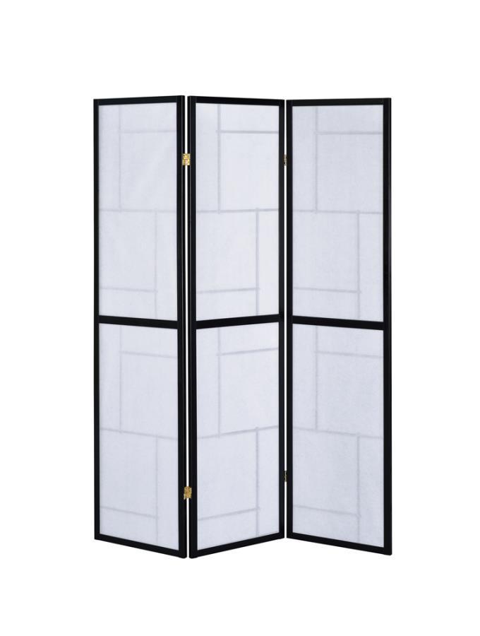 Damis - 3-Panel Room Divider Folding Shoji Screen - Black