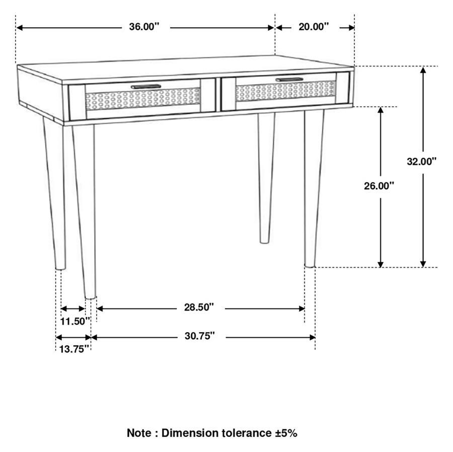 Zamora - Rectangular 2-Drawer Accent Writing Desk - Natural