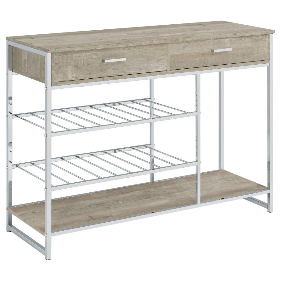 Melrose - 2-Drawer Home Bar Storage With Wine Rack Gray - Gray by Coaster Fine Furniture | Bel Furniture