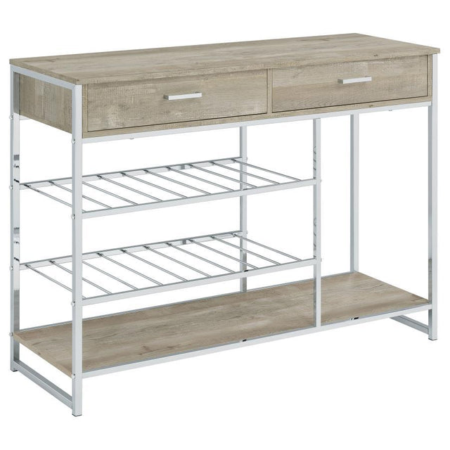 Melrose - 2-Drawer Home Bar Storage With Wine Rack Gray - Gray by Coaster Fine Furniture | Bel Furniture