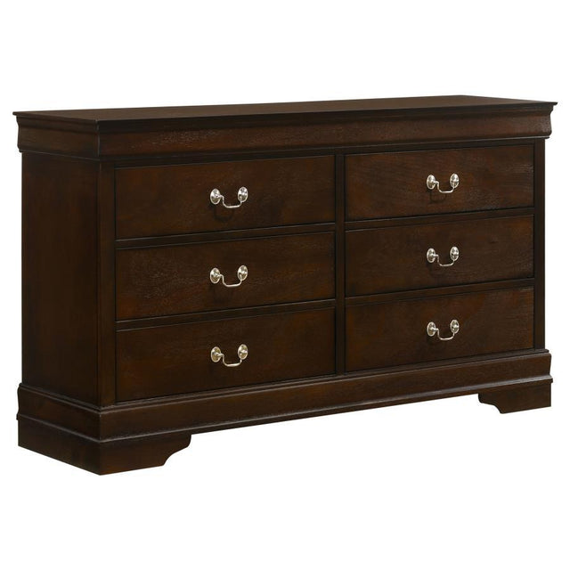 Louis Philippe - Six-drawer Dresser Dark Brown by CoasterEveryday | Bel Furniture