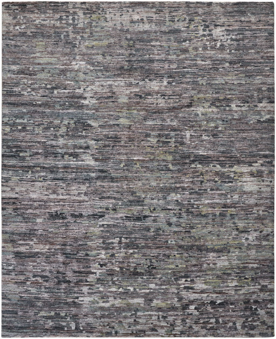 Abstract Hand Knotted Area Rug - Blue And Gray Wool - 12' X 15'