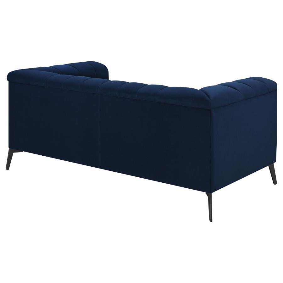 Chalet - Upholstered Tuxedo Arm Tufted Loveseat - Blue