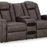 Fyne-dyme - Power Reclining Loveseat With Console/Adj Hdrst Dark Gray by Signature Design by Ashley® | Bel Furniture