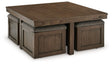Boardernest - Brown - Cocktail Table With 4 Stools (Set of 5) by Signature Design by Ashley® | Bel Furniture