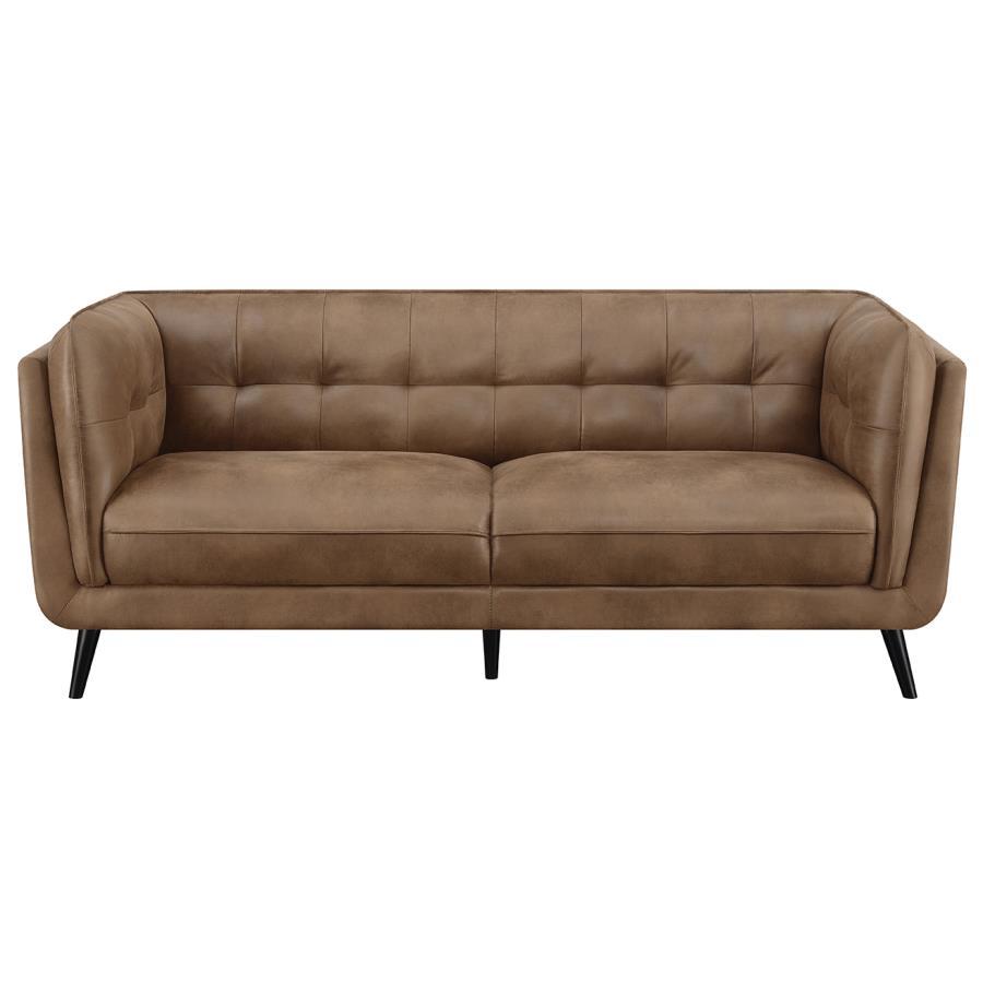 Thatcher - Upholstered Tuxedo Arm Tufted Sofa - Brown