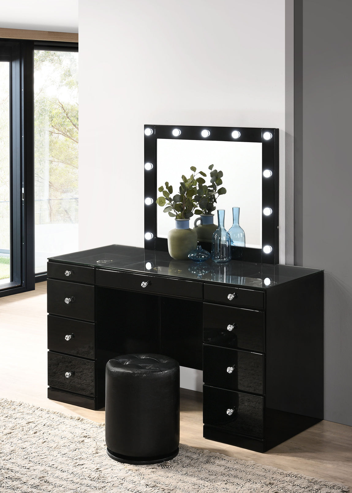 Vanity desk with led fashion mirror