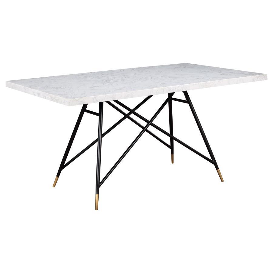 Gabrielle - Rectangular Marble Top Dining Table - White And Black