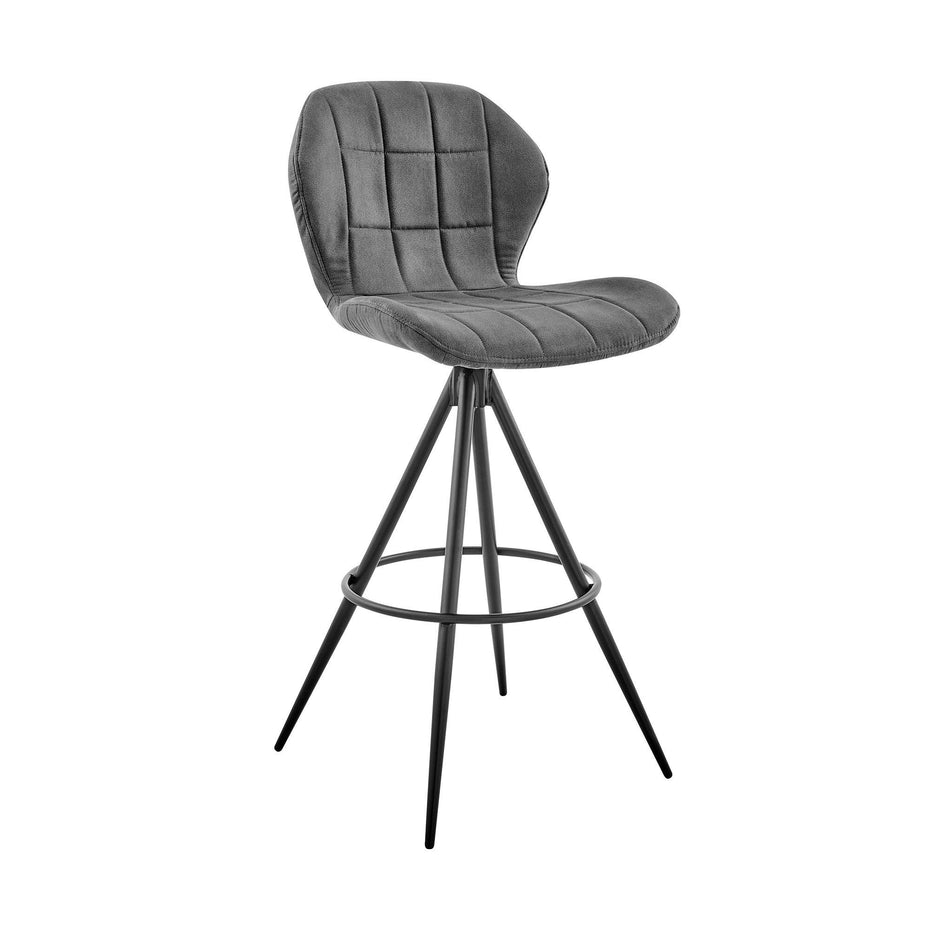 Microfiber Squared Channel Bar Stool 30" - Charcoal Gray and Black