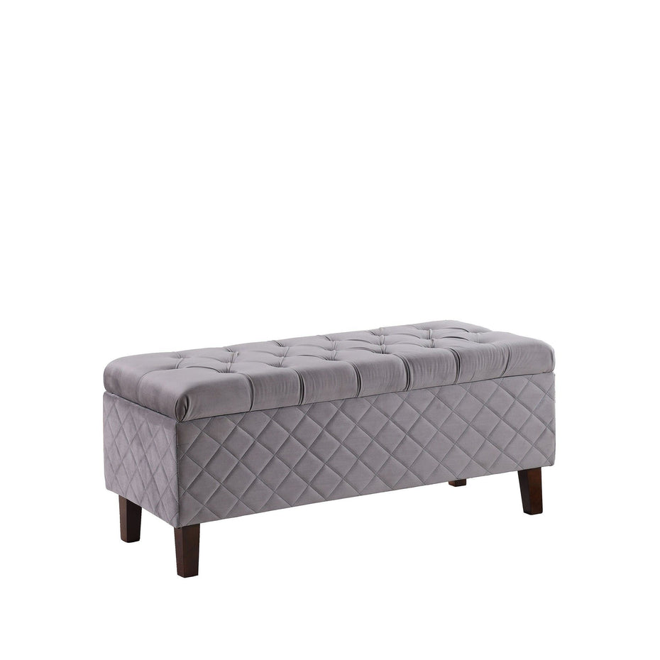 Quilted And Tufted Storage Bench - Dove Gray