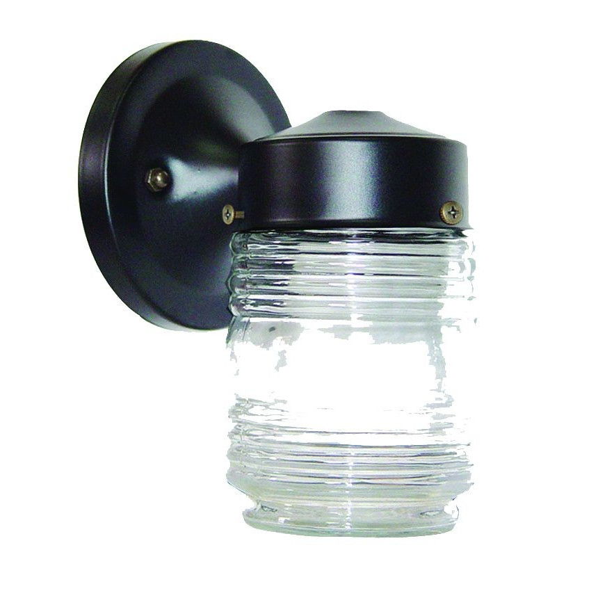 Standard Jelly Jar One Light Outdoor Wall Light - Black