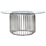 Veena - Round Glass Top Metal Dining Table - Chrome by Coaster Fine Furniture | Bel Furniture