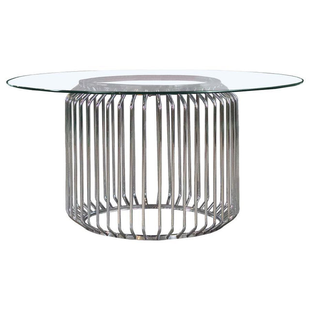 Veena - Round Glass Top Metal Dining Table - Chrome by Coaster Fine Furniture | Bel Furniture