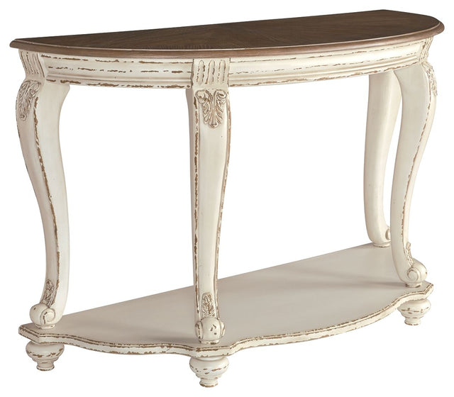 Realyn - White / Brown - Sofa Table by Signature Design by Ashley® | Bel Furniture