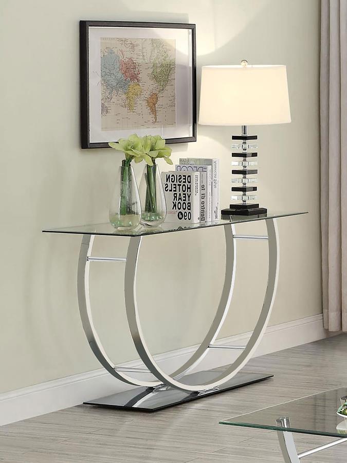 Danville - U-Shaped Sofa Table - Chrome