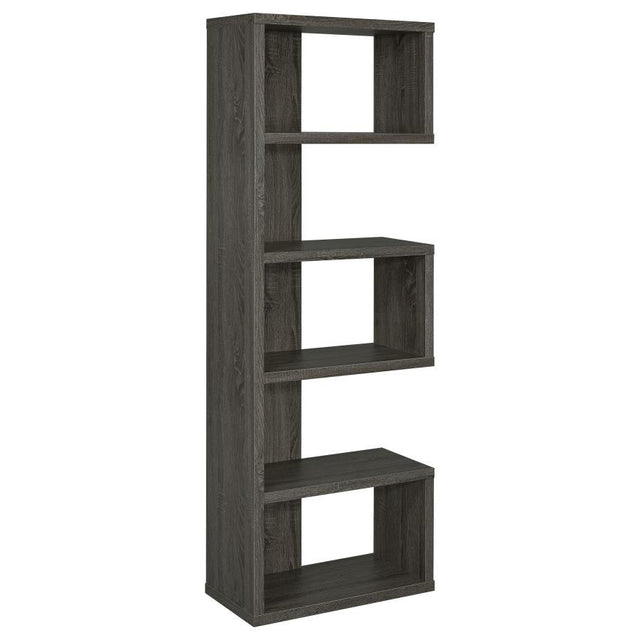 Joey - 5-tier Alternating Boxes Design Bookcase Dark Gray by CoasterEveryday | Bel Furniture