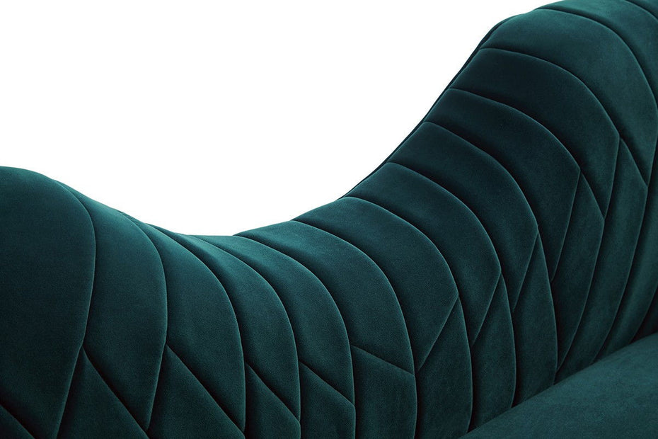 Two Person Curved Metal Legs Sofa Chaise - 83" - Green
