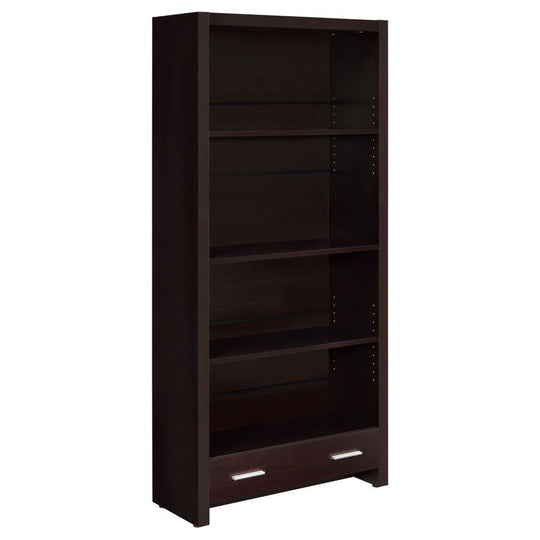 Skylar - 5-Shelf Bookcase With Drawer - Cappuccino by CoasterEveryday | Bel Furniture