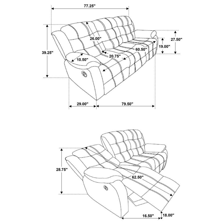 Rodman - Upholstered Padded Arm Reclining Sofa - Olive Brown