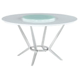 Abby - Round Lazy Susan Dining Table - White High Gloss by CoasterElevations | Bel Furniture