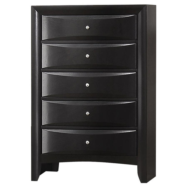 Briana - 5-Drawer Bedroom Chest - Black by CoasterEssence | Bel Furniture
