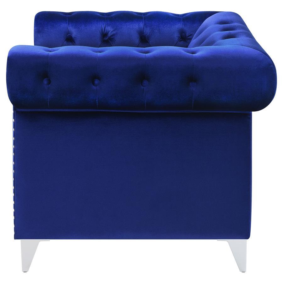 Bleker - Upholstered Tuxedo Arm Tufted Accent Chair - Blue