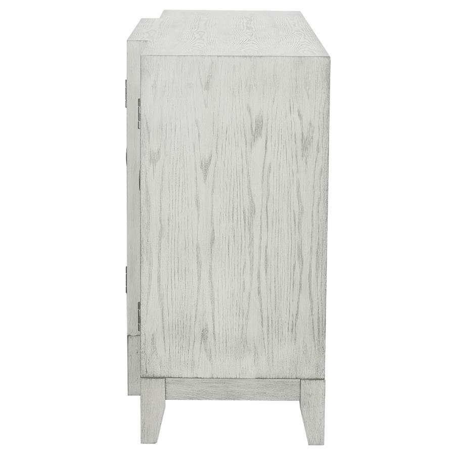 Mckellen - 4 Door Wood Trellis Accent Cabinet - Distressed White