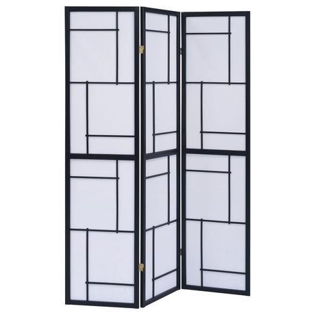 Damis - 3-Panel Room Divider Folding Shoji Screen - Black by CoasterEveryday | Bel Furniture