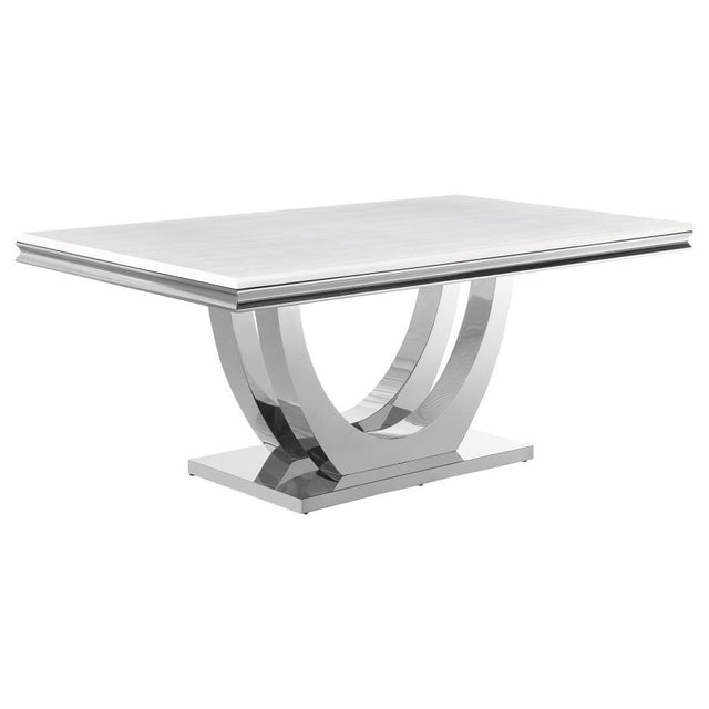 Kerwin - Rectangular Stone Top Dining Table - White by CoasterElevations | Bel Furniture