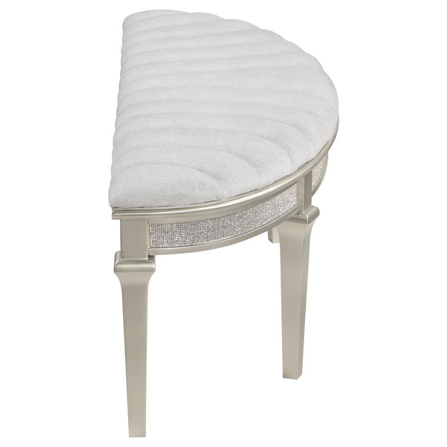 Evangeline - Curved Fabric Upholstered Bench - Silver Oak