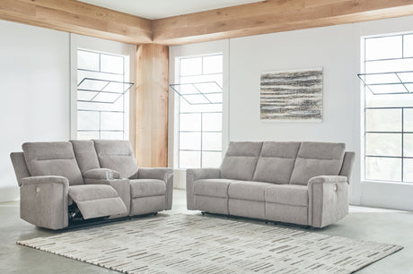Barnsana - Reclining Living Room Set Pearl Silver 2 Pc. - Power Reclining Sofa, Power Reclining Loveseat by Signature Design by Ashley® | Bel Furniture