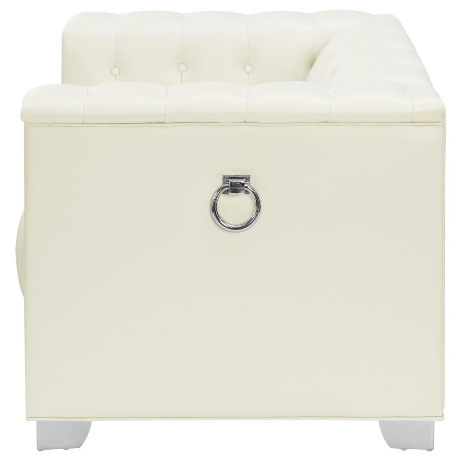 Chaviano - Upholstered Track Arm Accent Chair - Pearl White