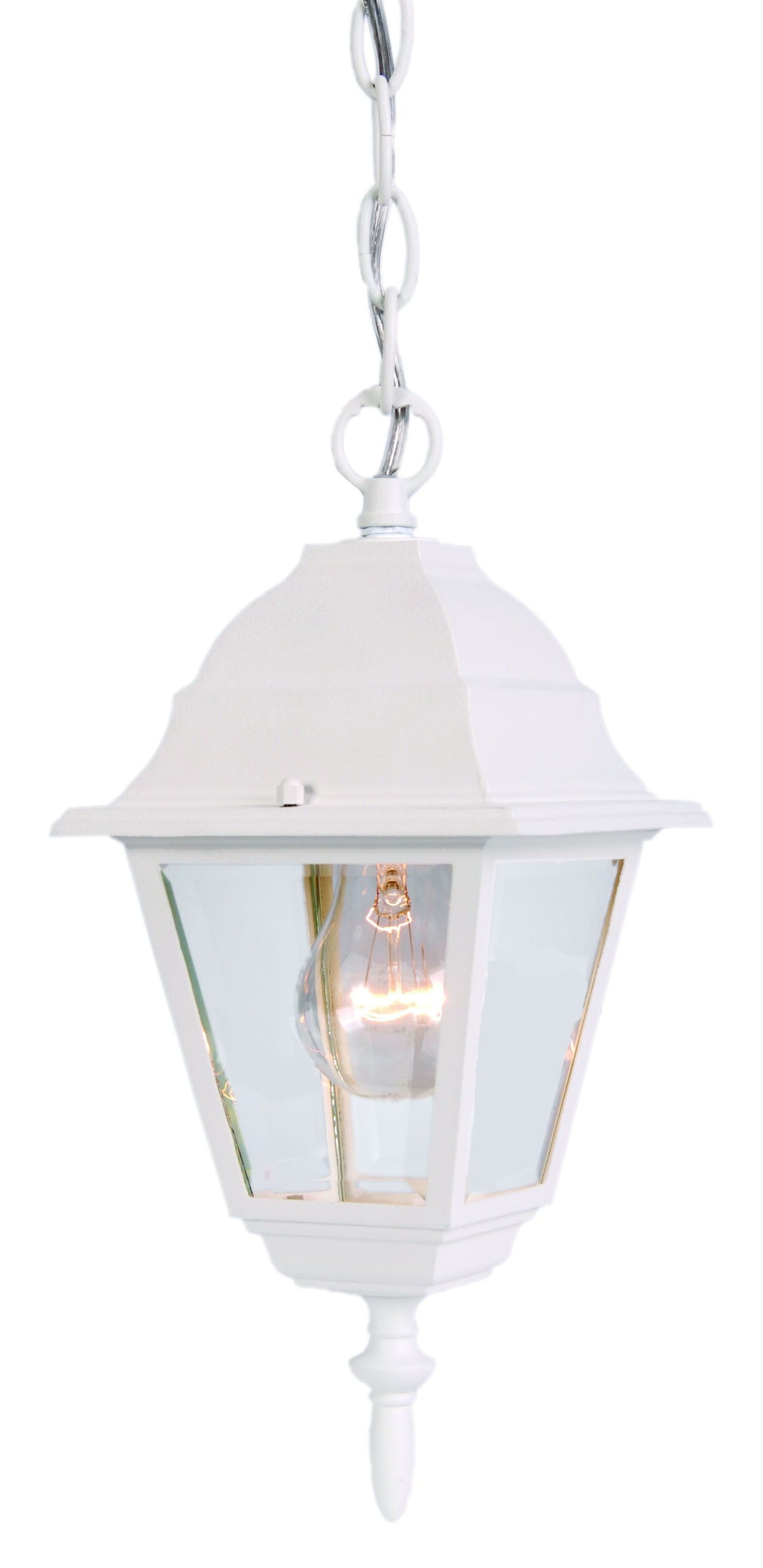 Beveled Glass Outdoor Hanging Light - Distressed White