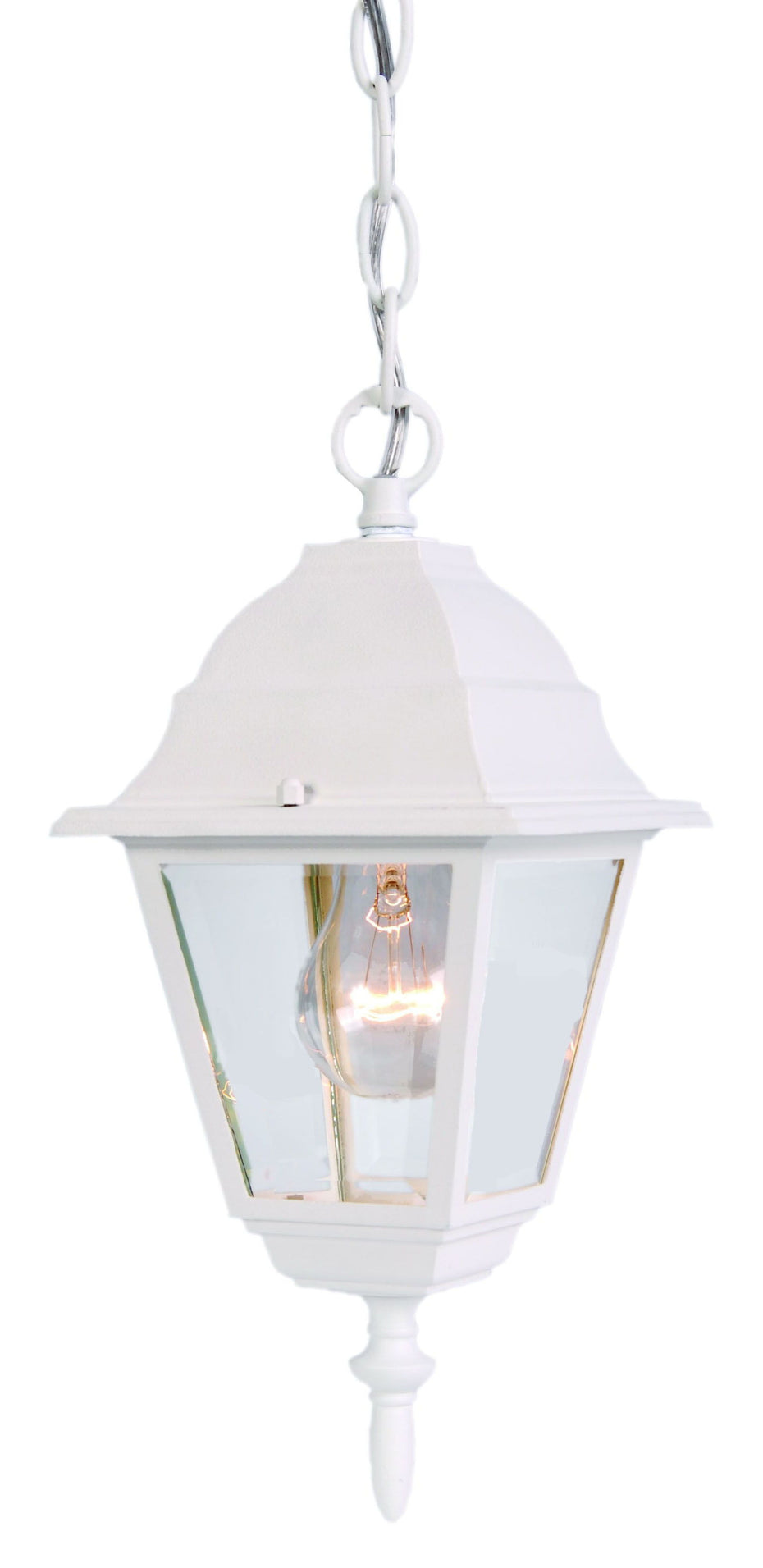 Beveled Glass Outdoor Hanging Light - Distressed White