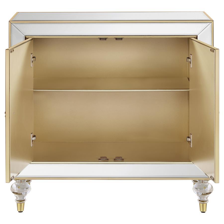 Lupin - 2-Door Mirrored Storage Accent Cabinet - Champagne