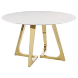 Gwynn - Round Marble Stainless Steel Dining Table - Gold by Coaster Fine Furniture | Bel Furniture