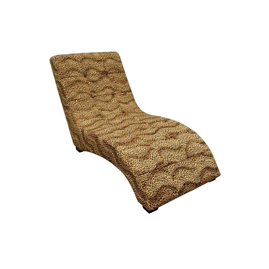 Faux Suede Curved Chaise Lounge Accent Chair 52" - Leopard Print