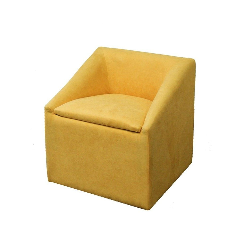 Cubed Accent Storage Chair 21" - Modern Yellow Gold