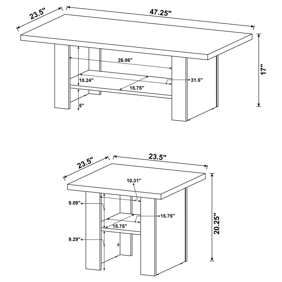 Rodez - 3 Piece Engineered Wood Coffee Table Set - Black Oak