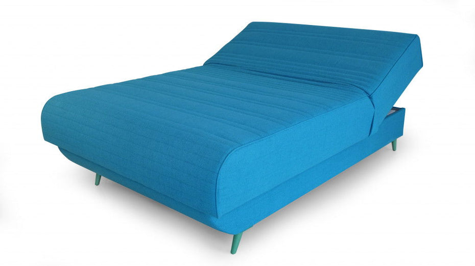 Full/Double Adjustable Upholstered 100% Polyesterno Bed With Mattress - Turquoise