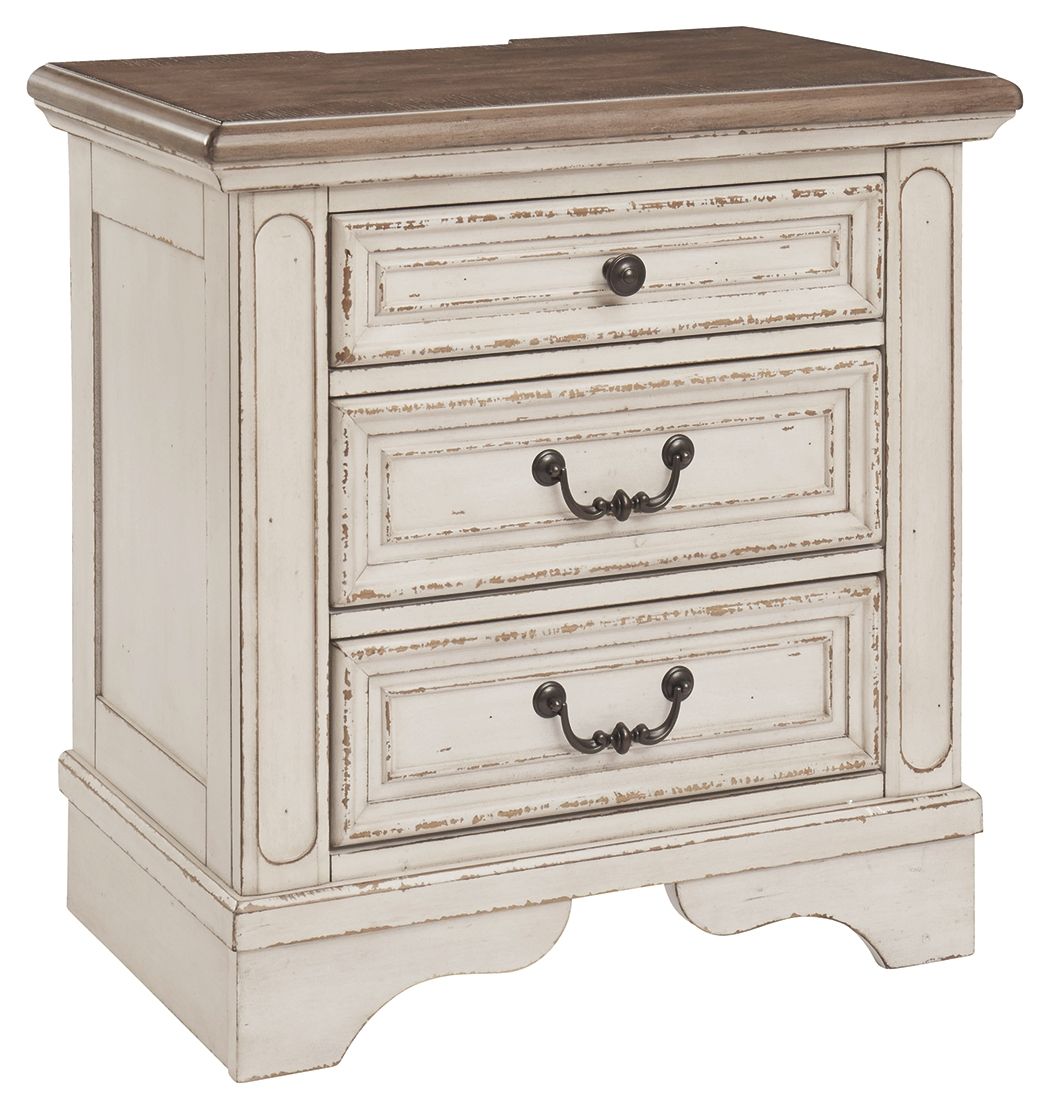 Realyn - White / Brown / Beige - Three Drawer Night Stand by Signature Design by Ashley® | Bel Furniture