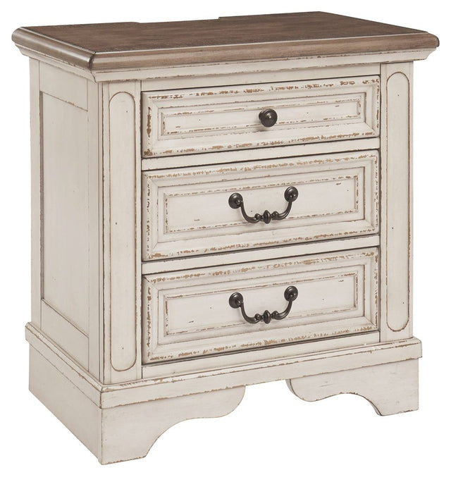 Realyn - White / Brown / Beige - Three Drawer Night Stand by Signature Design by Ashley® | Bel Furniture