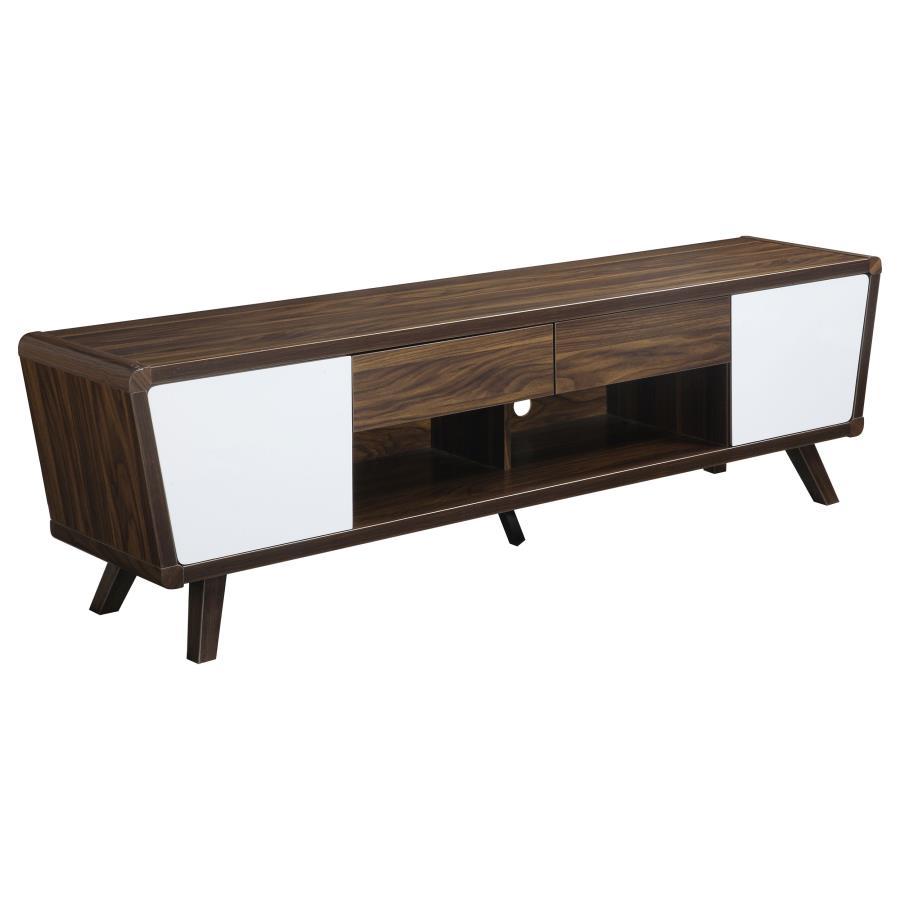 Alvin - 2 Door Engineered Wood TV Stand - Dark Walnut by CoasterEssence | Bel Furniture