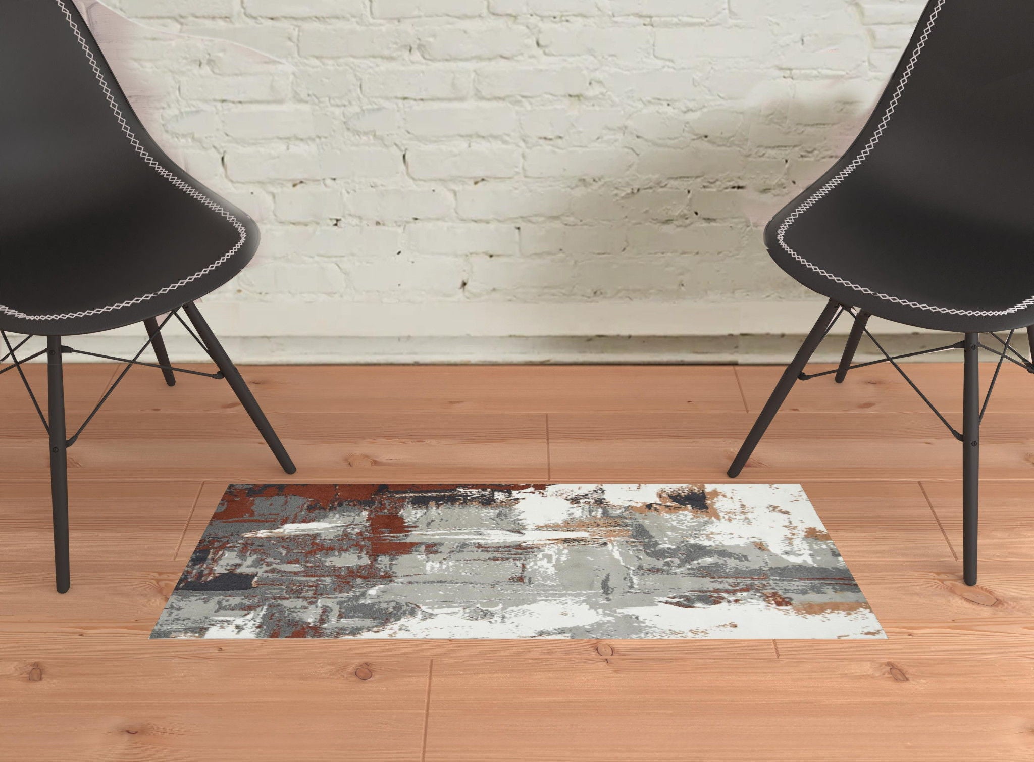 Abstract Power Loom Area Rug - Rust Red - 2' x 3'