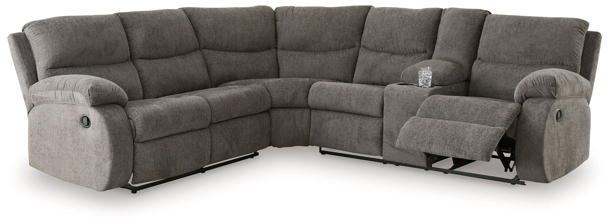 Museum - Sectional Dark Gray 2-Piece Reclining Sectional With Right Arm Facing Reclining Loveseat With Console by Signature Design by Ashley® | Bel Furniture