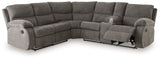 Museum - Sectional Dark Gray 2-Piece Reclining Sectional With Right Arm Facing Reclining Loveseat With Console by Signature Design by Ashley® | Bel Furniture