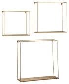 Efharis - Wall Shelf Set (Set of 3) - Natural / Gold Finish